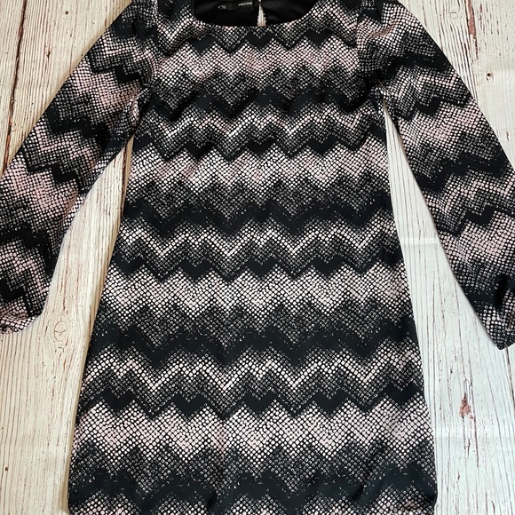 Maurice long-sleeve dress chevron black print - Picture 4 of 5